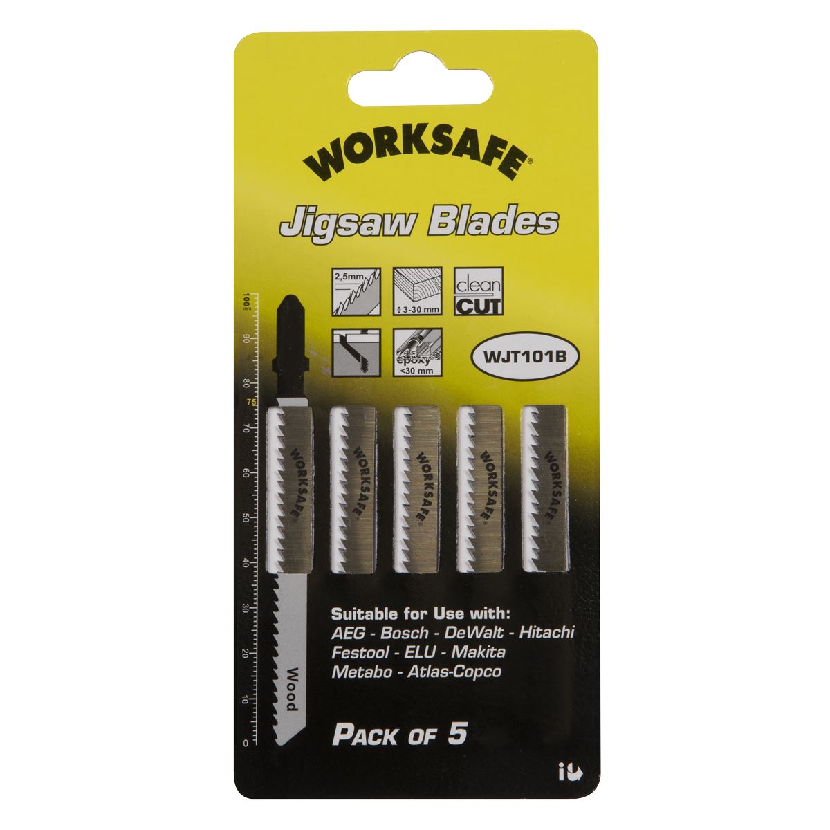 Sealey Jigsaw Blade 75mm 10tpi - Pack of 5 WJT101B