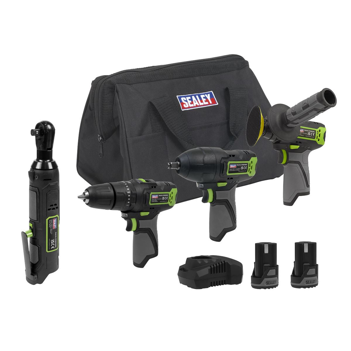 Sealey 4 x 10.8V SV10.8 Series Cordless Combo Kit - 2 Batteries & Euro Plug CP108VCOMBO1EU