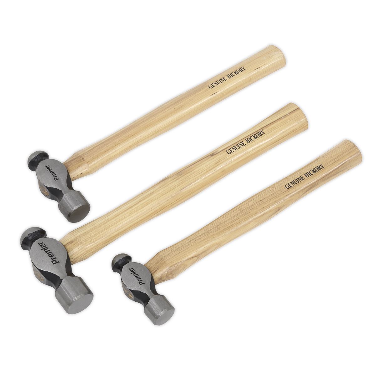 Sealey Ball Pein Hammer Set 3pc Hickory Shafts AK203