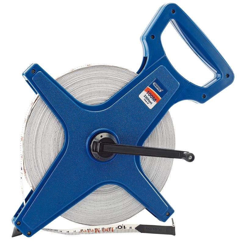 Draper Fibreglass Surveyors Tape Measure Imperial & Metric 330ft / 100m 13mm