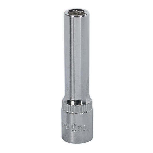 Sealey WallDrive Socket 6mm Deep 1/4"Sq Drive Fully Polished SP1406D