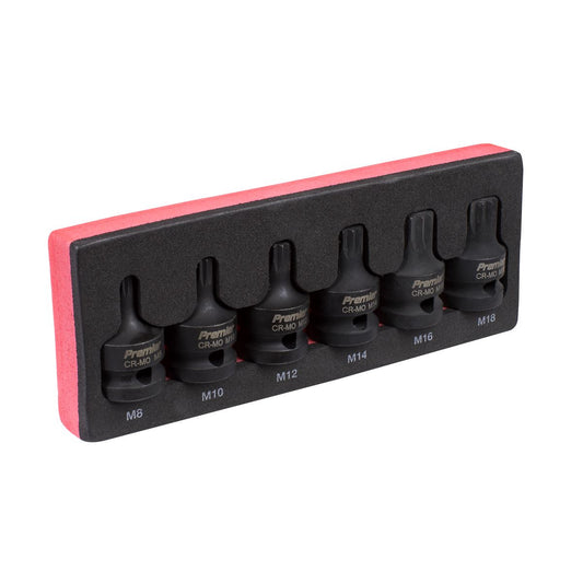Sealey Impact Spline Socket Bit Set 6pc 1/2"Sq Drive AK5608