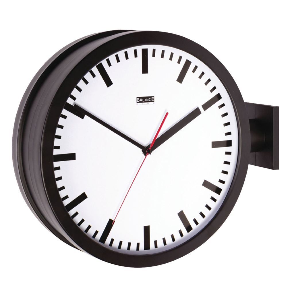 Balance Black Double-Sided Train Station Wall Clock 38cm - 176224