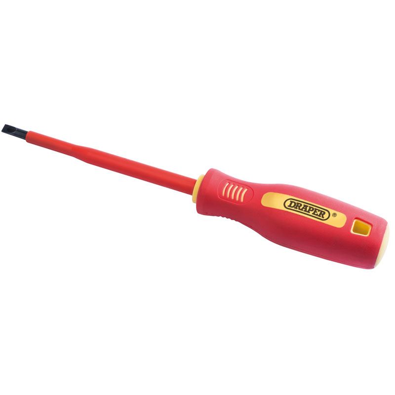 Draper 5.5mm x 125mm Fully Insulated Plain Slot Screwdriver. - 46518