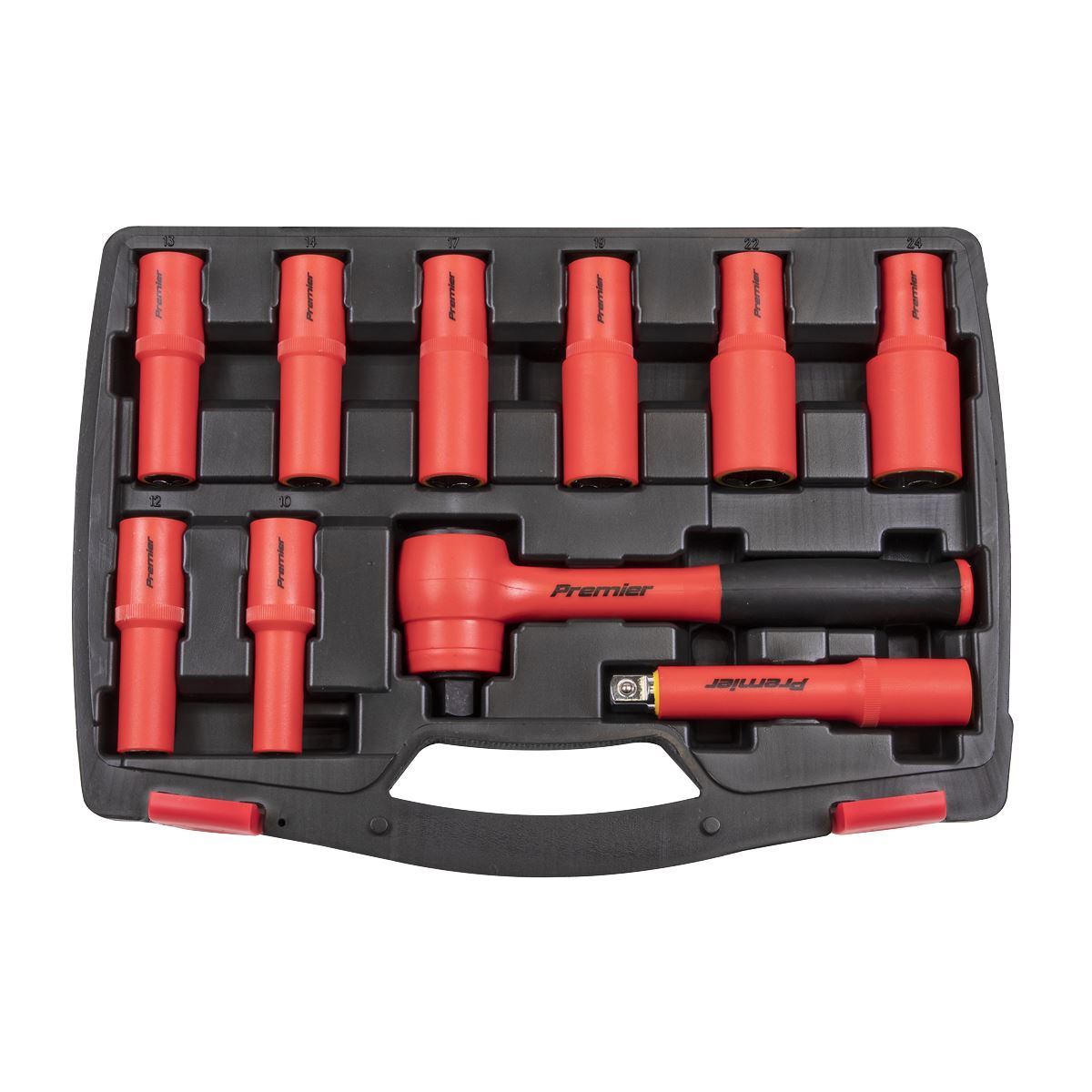 Sealey Insulated Socket Set 10pc 1/2"Sq Drive 6pt WallDrive VDE Ap AK7943