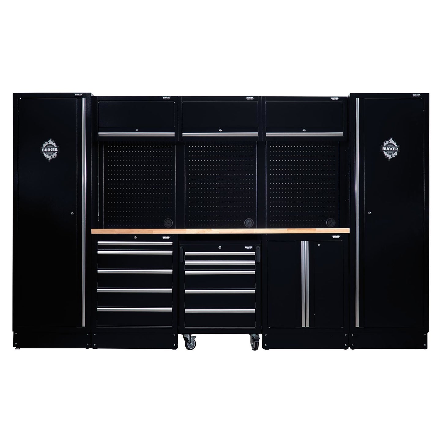 BUNKER 16 Piece Modular Storage Combo with Hardwood Worktop, 3240mm