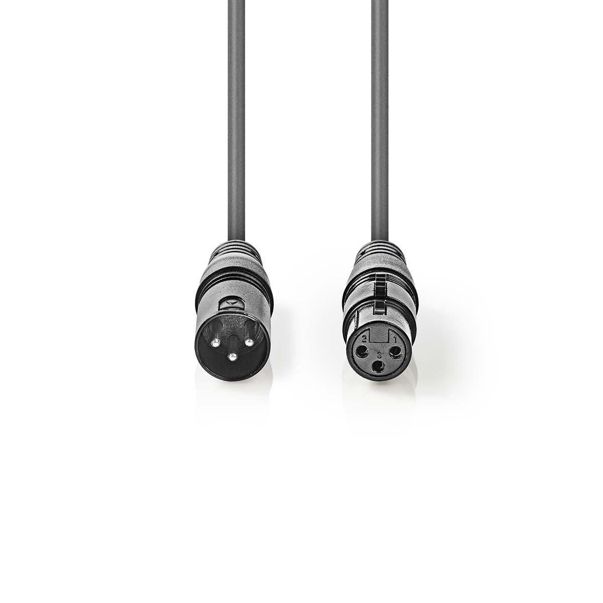 Nedis Digital DMX Cable 110 Ohm XLR 3-Pin Male to XLR 3-Pin Female 5m Grey - COTH15012GY50