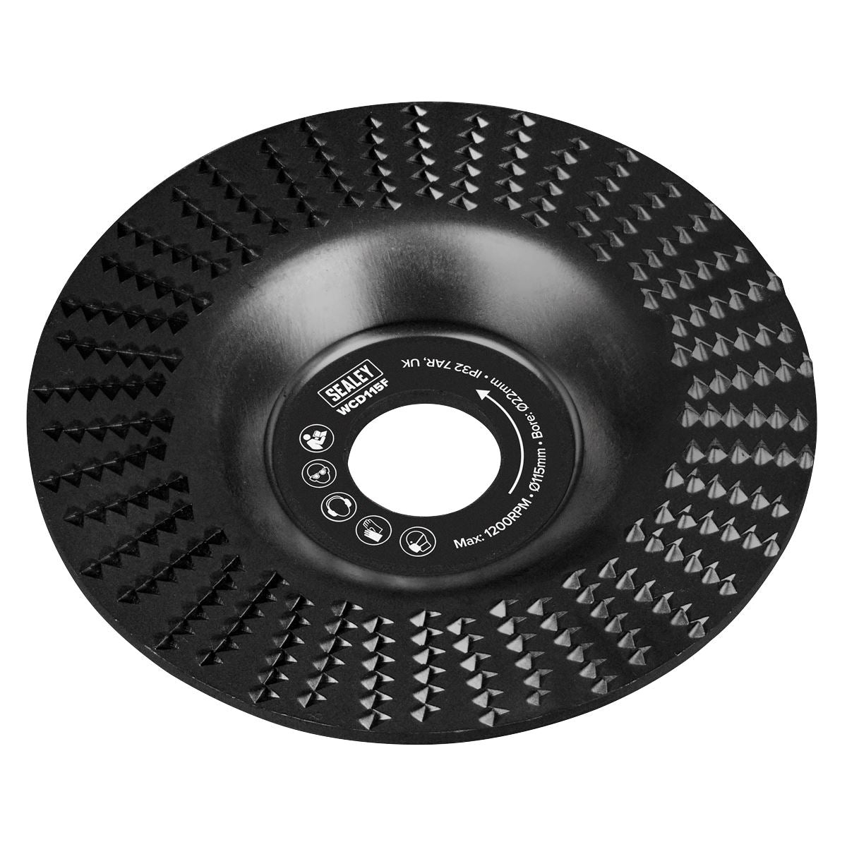 Sealey 115mm Flat Shape Wood Carving Disc 22mm Bore WCD115F