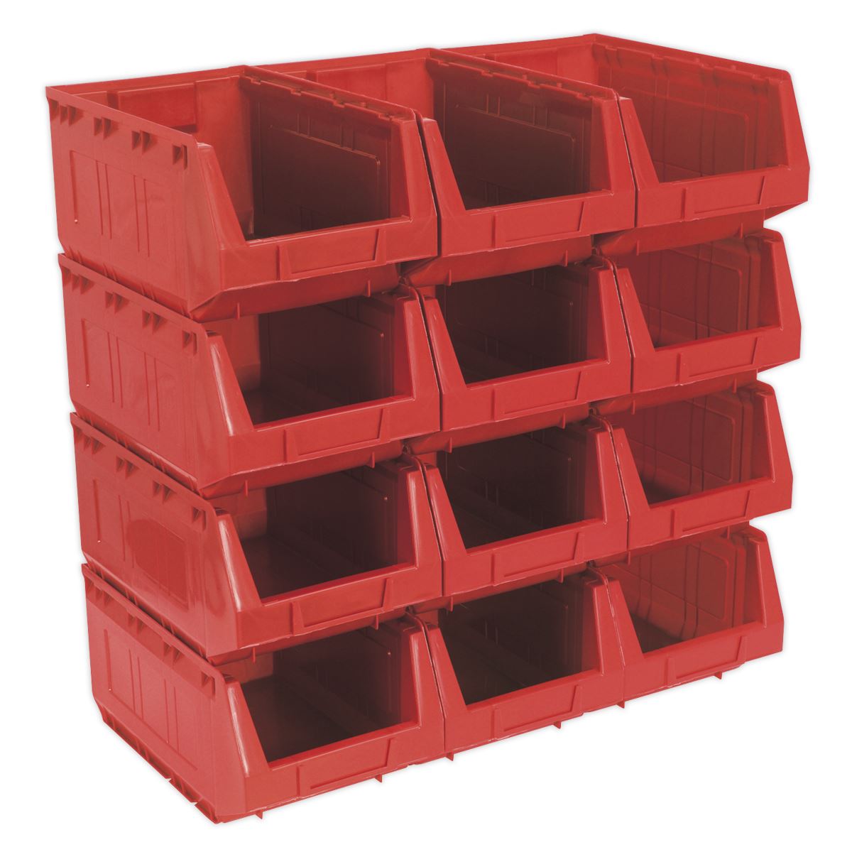 Sealey Plastic Storage Bin 210 x 355 x 165mm - Red Pack of 12 TPS412R