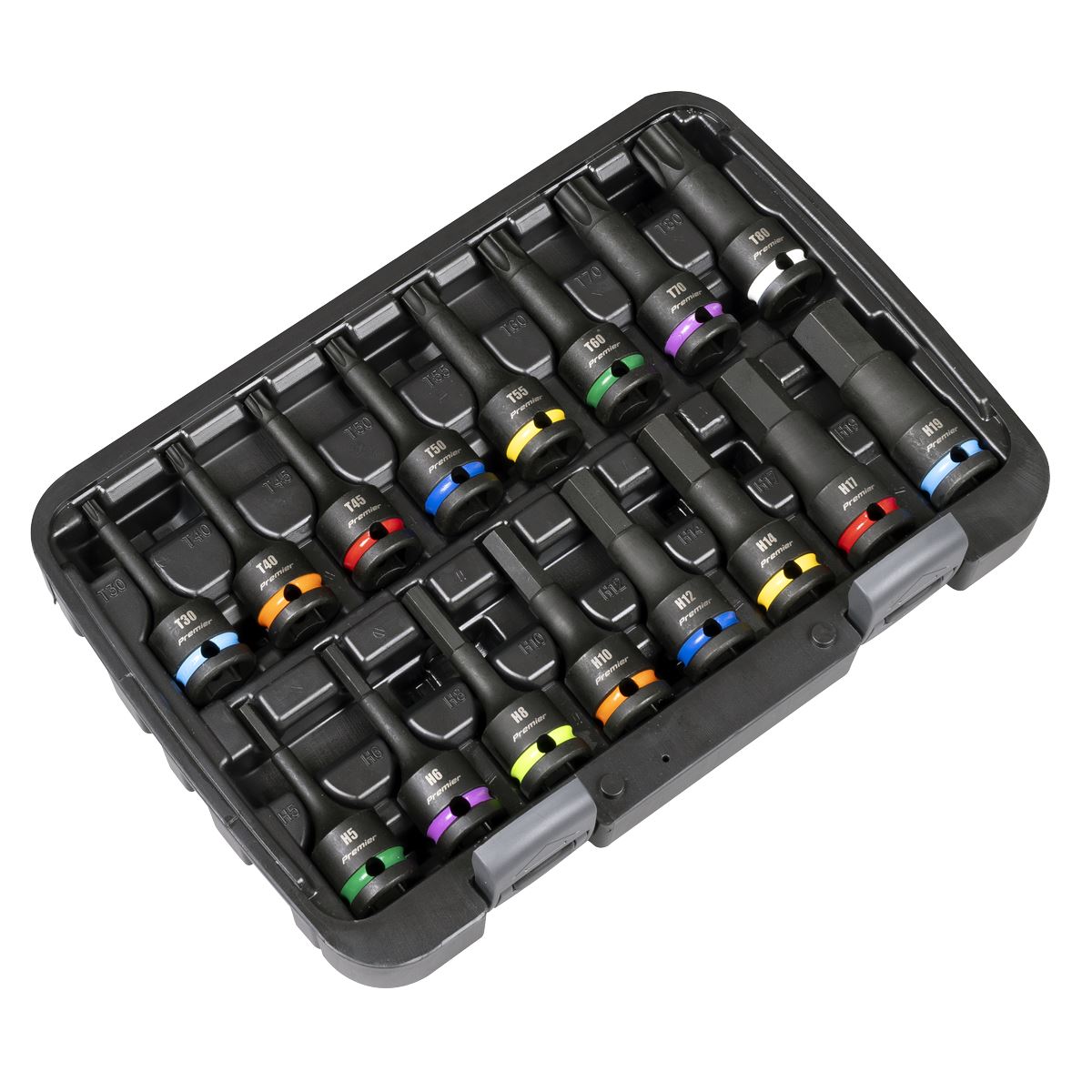 Sealey Premier Hex & TRX-Star Impact Socket Bit Set 1/2"Sq Drive 16pc AK56005