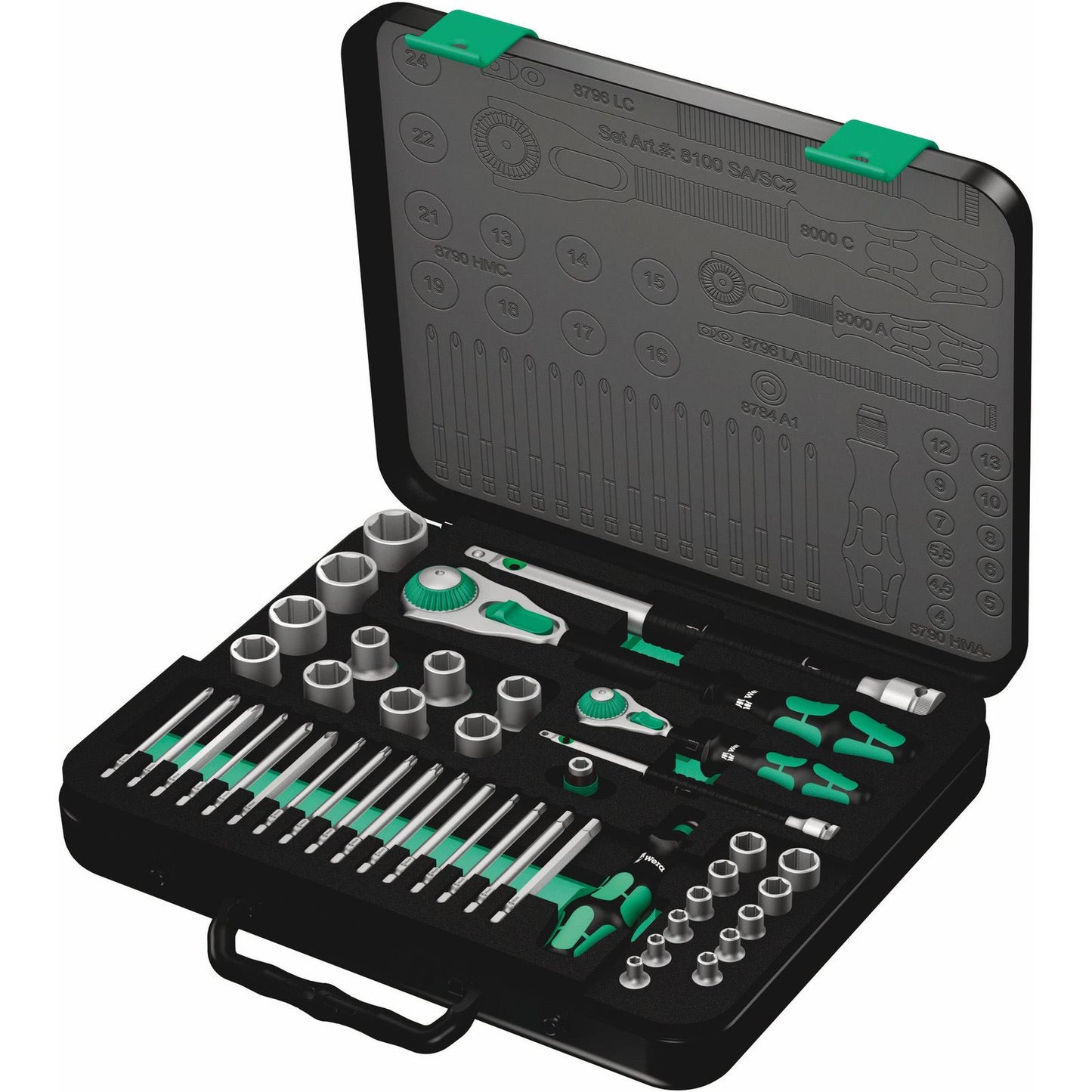 Wera 8100Sa/Sc2 Ratchet Set 1/4" + 1/2 Drive Metric Zyklop 43Pc 160785