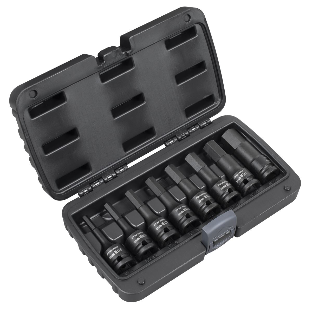 Sealey Premier Impact Hex Socket Bit Set 8pc 1/2"Sq Drive - Imperial AK5600