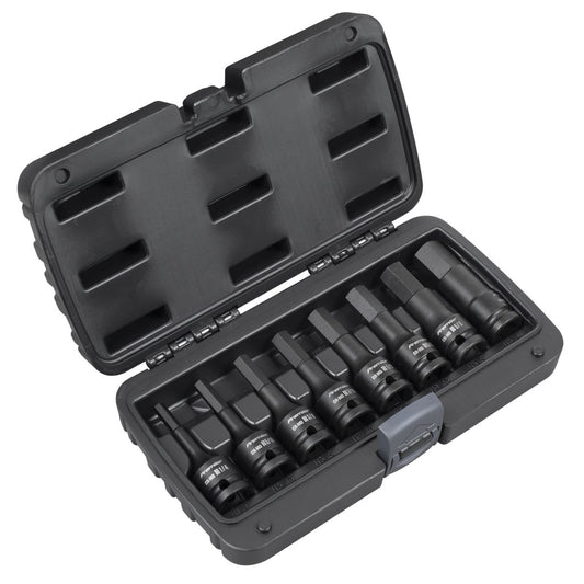 Sealey Premier Impact Hex Socket Bit Set 8pc 1/2"Sq Drive - Imperial AK5600