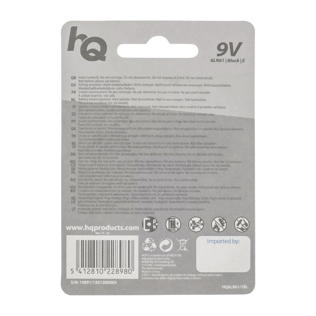 HQ Alkaline 9V battery 1-blister - BAAKLR611BL