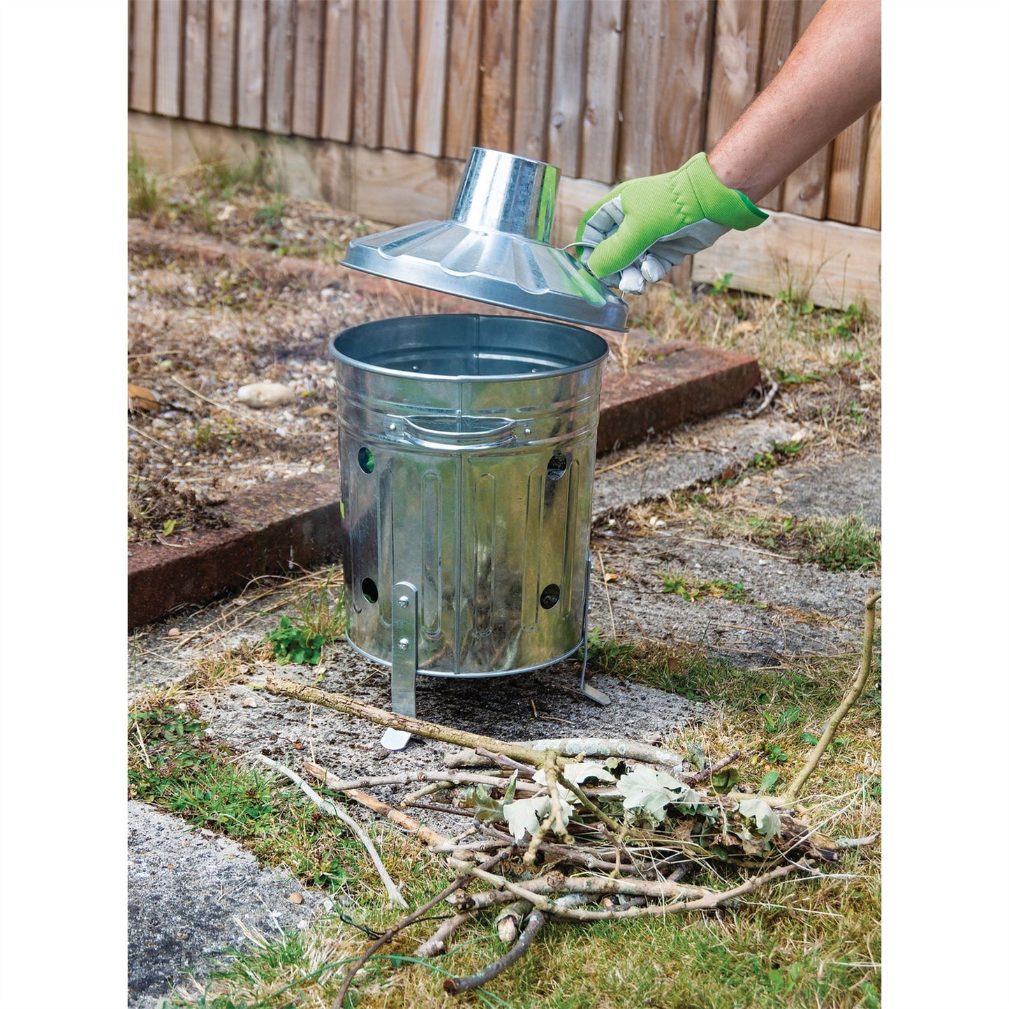 Draper Mini Galvanised Incinerator Bin Fire Burning Garden Waste Rubbish Wood - 53250