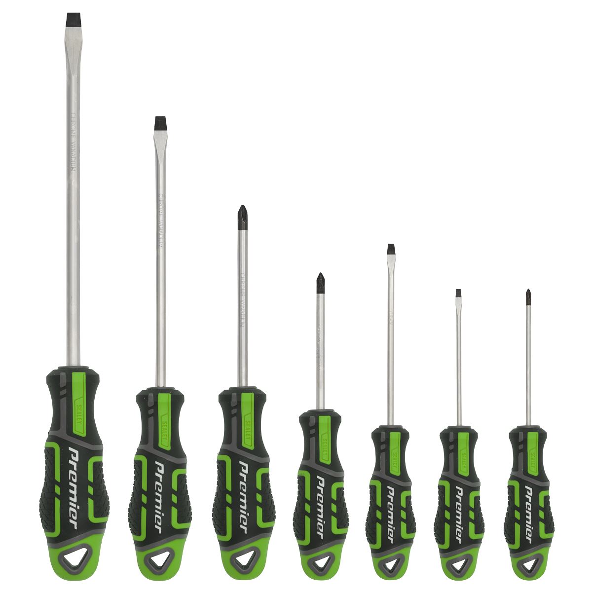 Sealey Screwdriver Set 7pc GripMAX Hi-Vis Green AK4321HV
