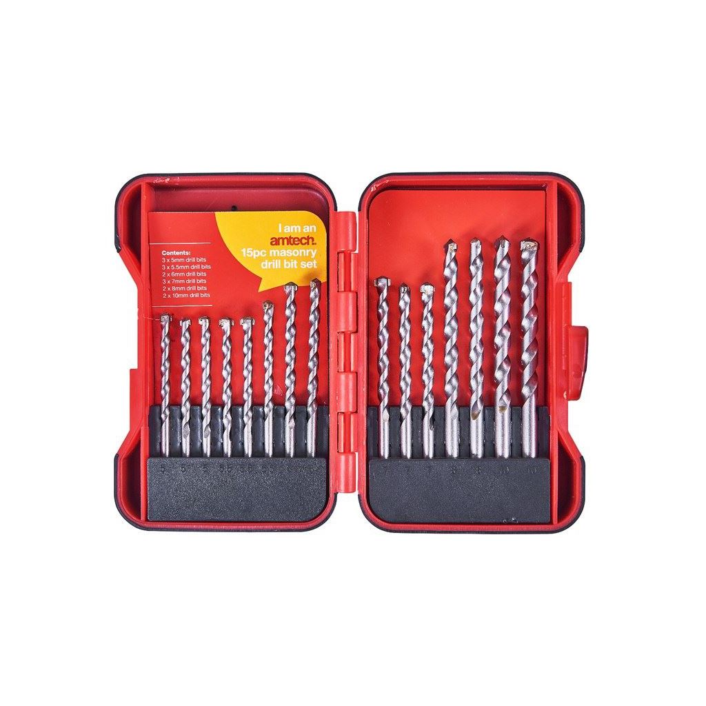 15 Piece Masonry Drill Bit Set 5mm 10mm Stone Brick Concrete Power Tool Piece - F1758