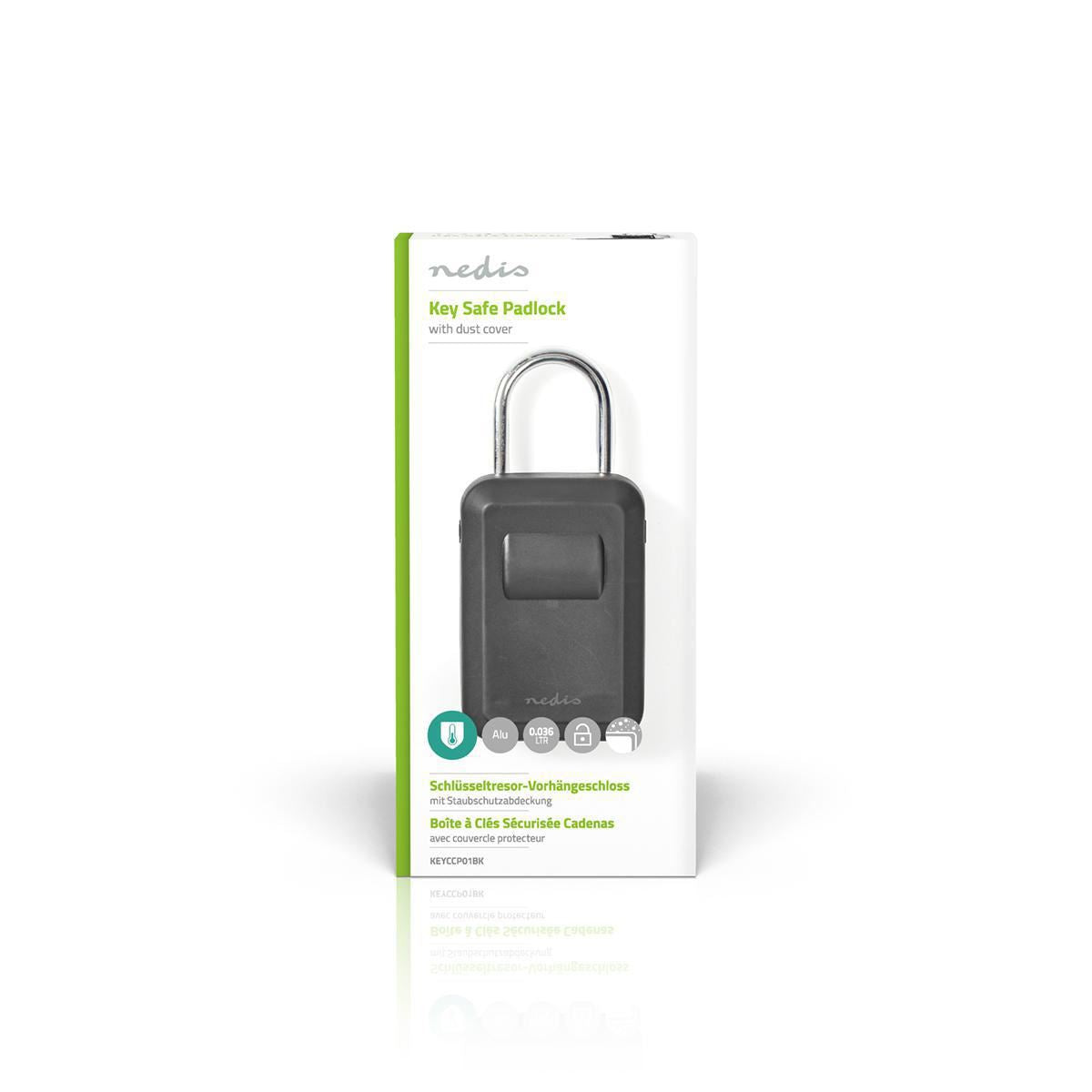 Nedis Vault Key Safe Combination Dial Lock Indoor and Outdoor Black/Silver