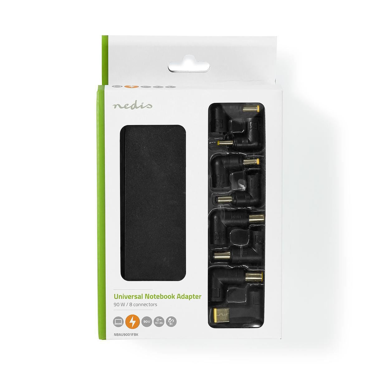 Nedis Notebook Adapter Universal 8 Connectors 90W Output 15V to 20V/6 A (Max.) - NBAU9001FBK