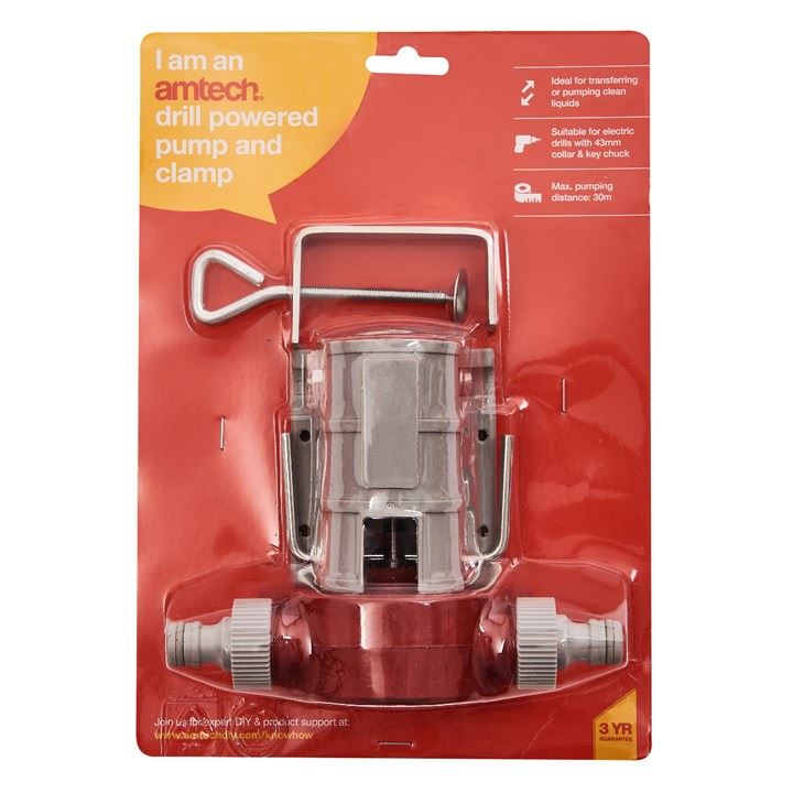Drill Powered Pump+Clamp Holder Pond Flood Waste Water Cleaning Attachment - V2375