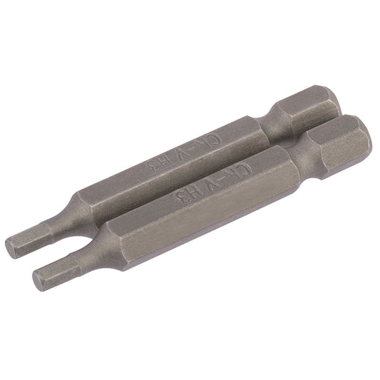 Draper 64253 3mm 1/4" Hex. Hexagonal Insert Bit 50mm Long x 2