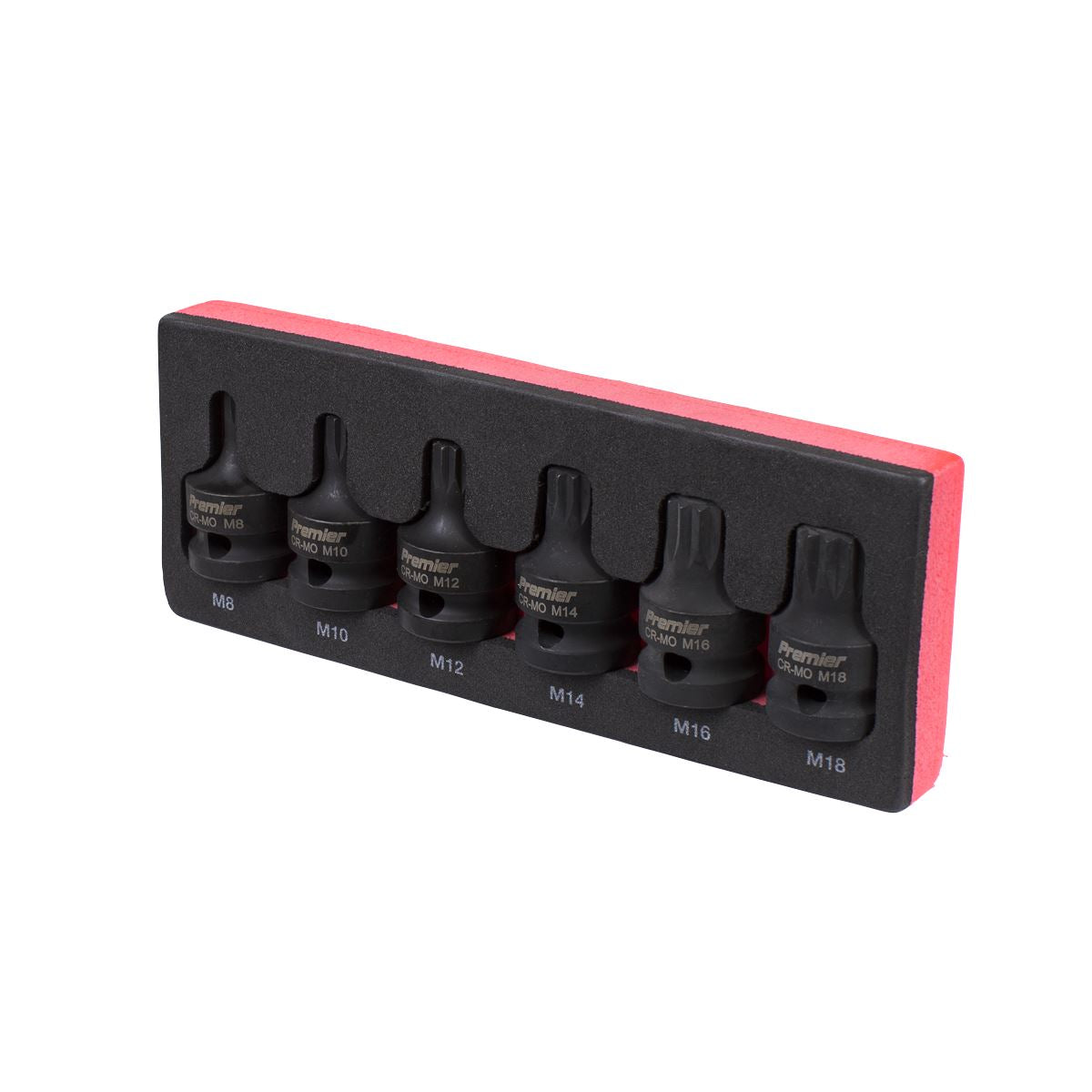 Sealey Impact Spline Socket Bit Set 6pc 1/2"Sq Drive AK5608