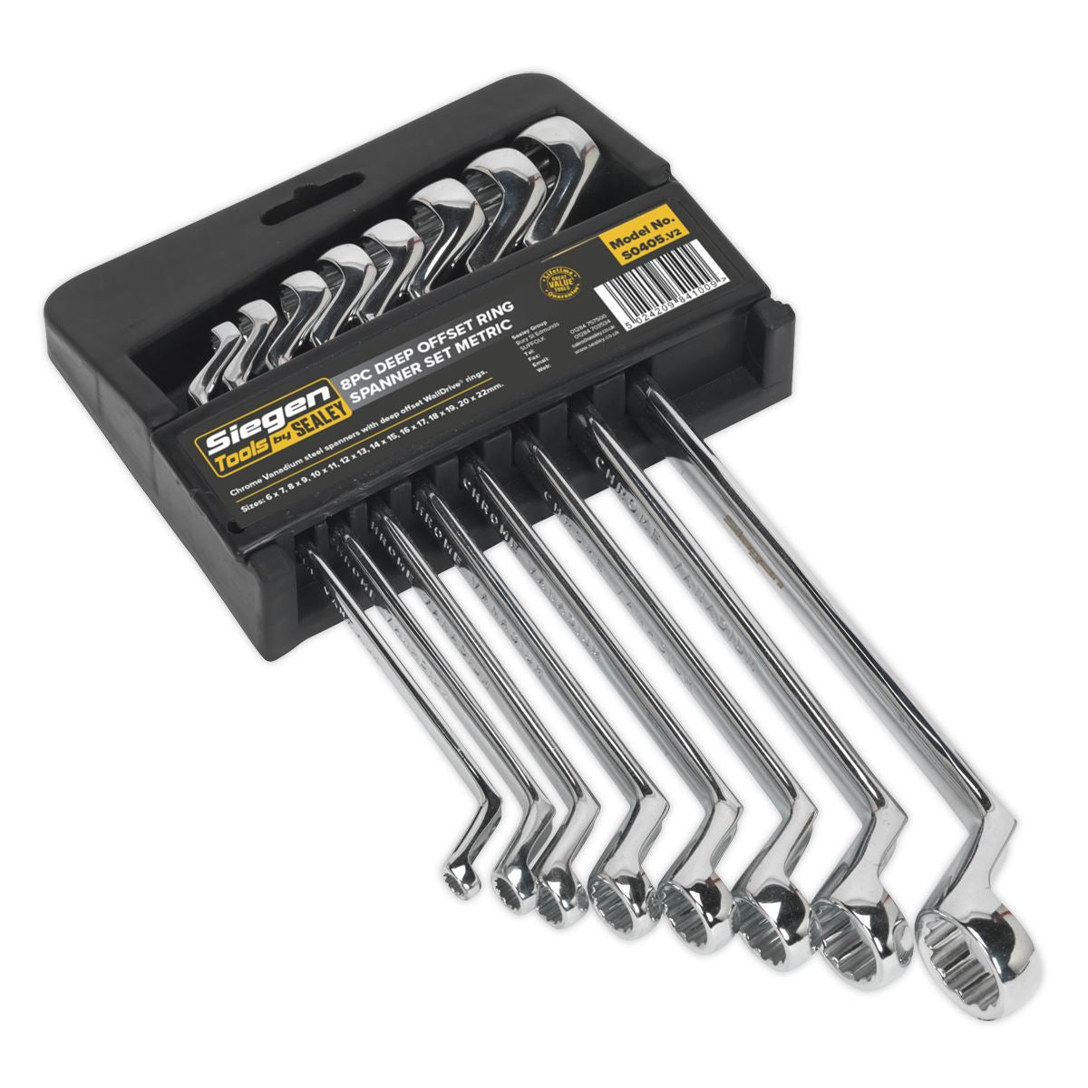 Sealey Deep Offset Ring Spanner Set 8pc Metric S0405