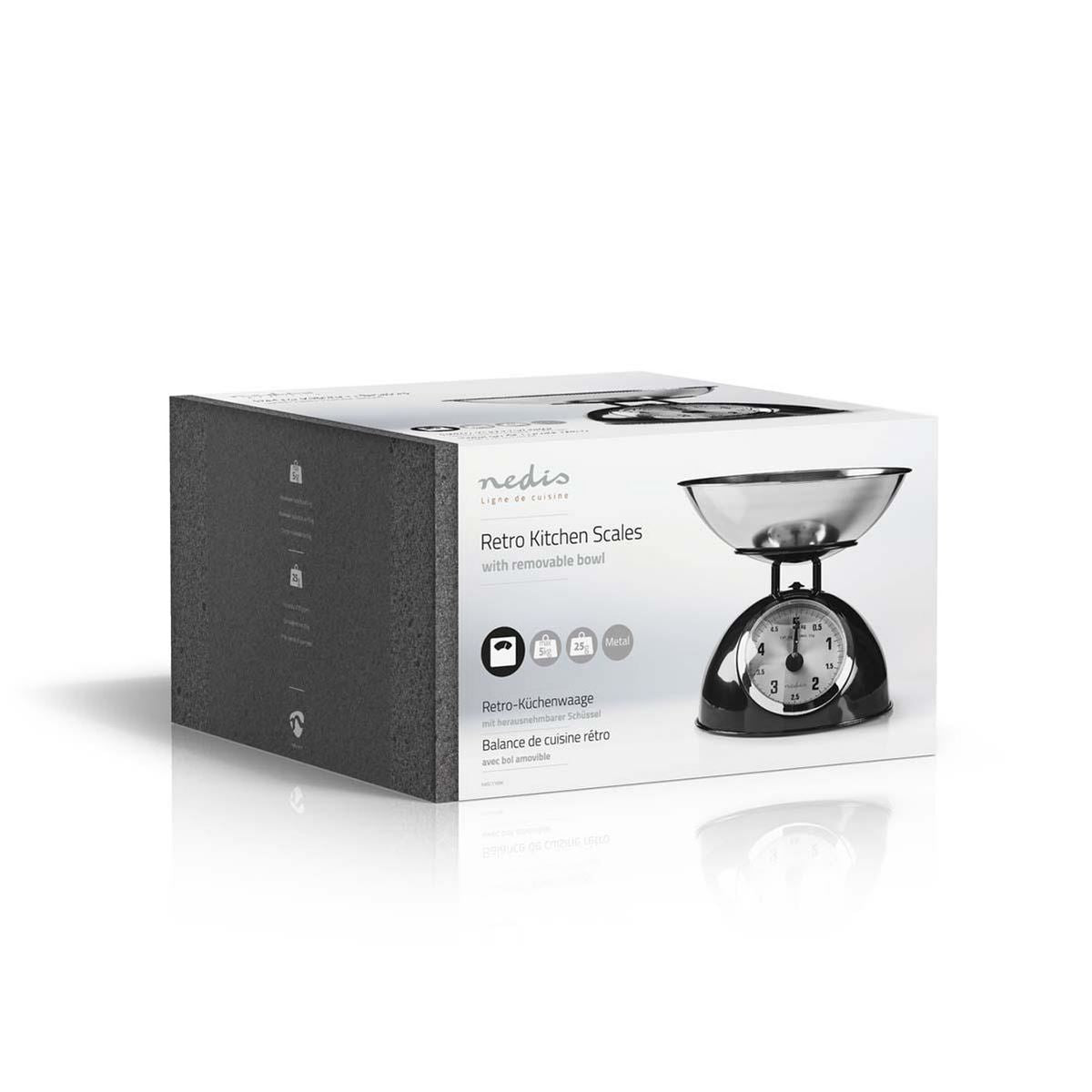 Nedis Retro Kitchen Scales Analogue Metal Black KASC110BK