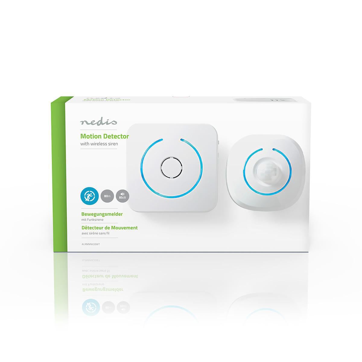 Nedis Home Security Motion Detector Chime 8 Ringtones Signals with light & sound - ALRMMW20WT