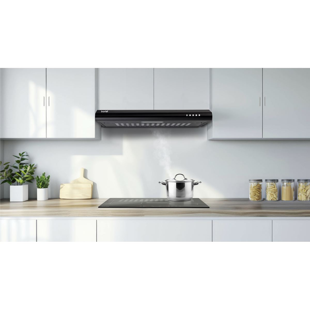 Baridi Visor Cooker Hood Extractor Fan 60cm - Black DH107