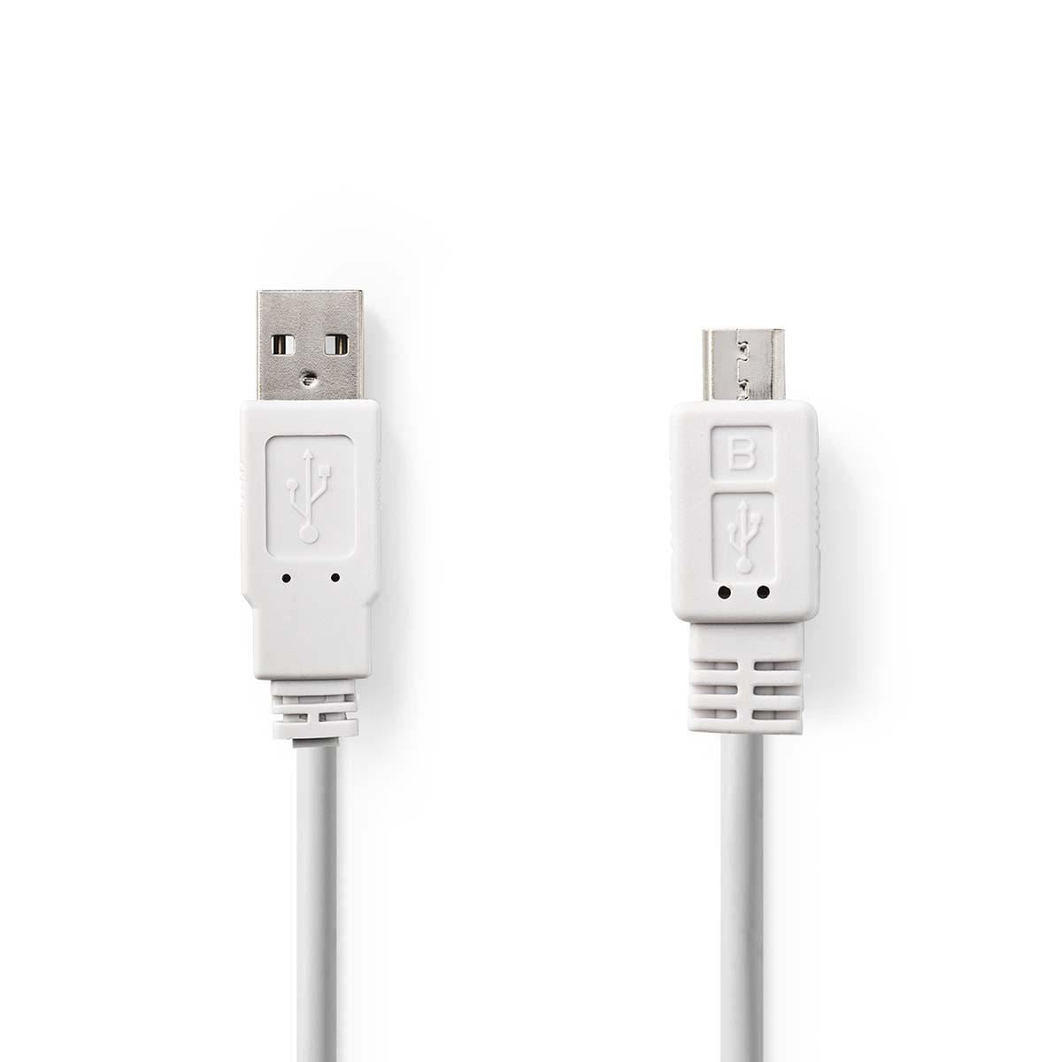 Nedis USB 2.0 Flat Cable A Male to Micro B Male 1m White CCGP60410WT10