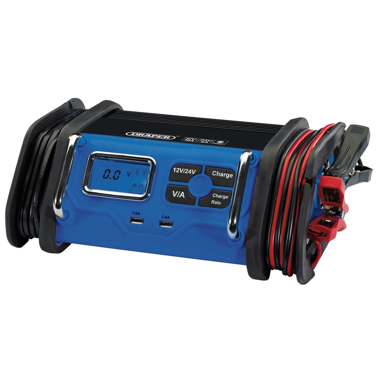 Draper 70548 16A 12V/24V BATTERY CHARGER LCD screen polarity protection