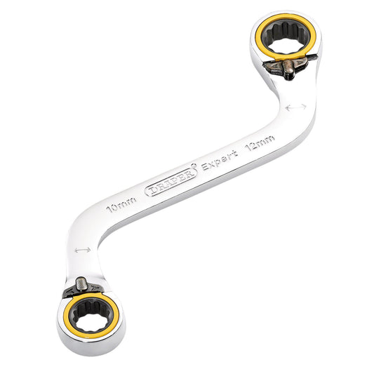Draper Expert HI-TORQ Double Ring Ratchet S-Shape Spanner, 10 x 12mm