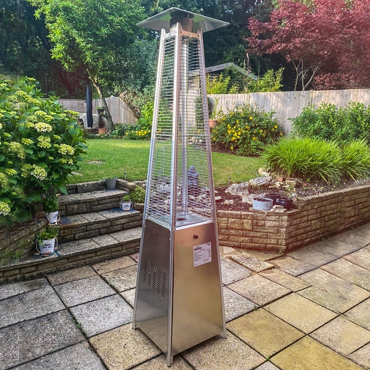 Dellonda Pyramid Gas Patio Heater 13kW Commercial/Garden Use, Stainless Steel DG99