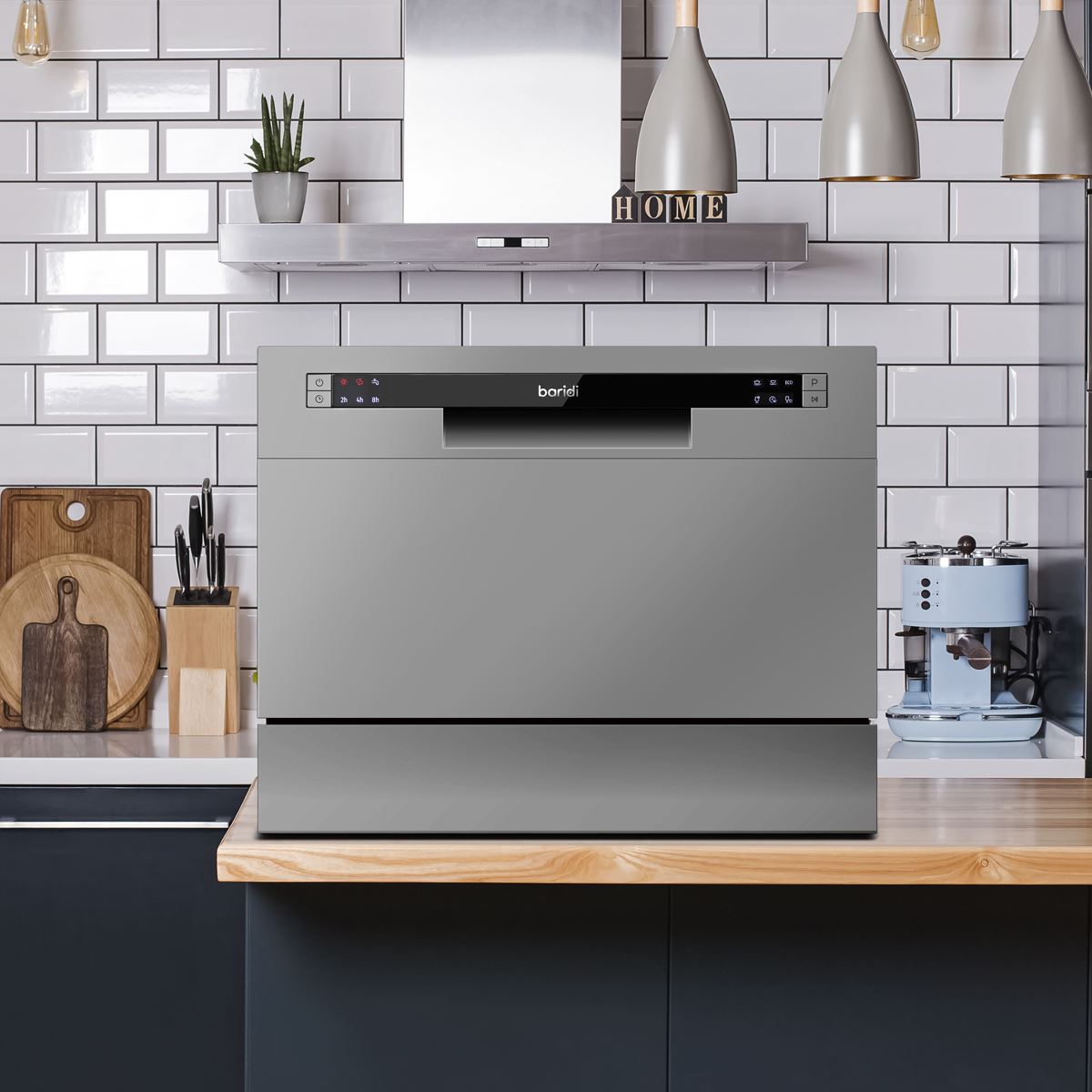 Baridi Compact Tabletop Dishwasher 6 Place Settings, 6 Programmes, Low Noise