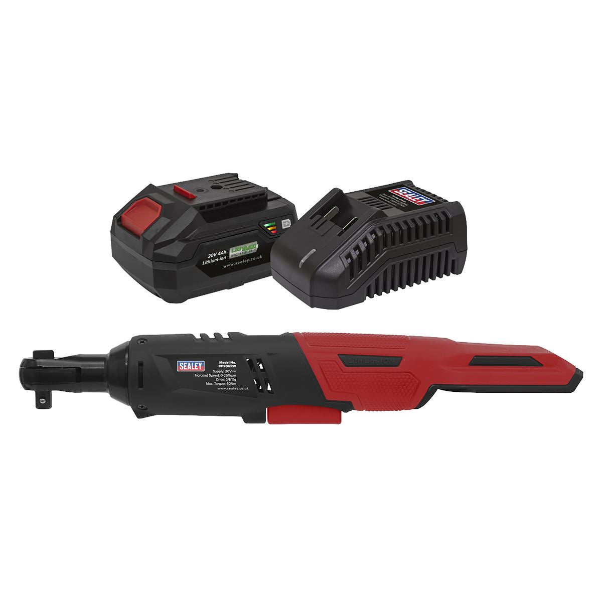 Sealey Cordless Ratchet Wrench Kit 3/8"Sq Drive 60Nm 20V 4Ah CP20VRWKIT1