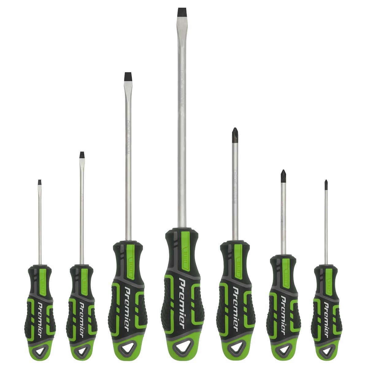 Sealey Screwdriver Set 7pc GripMAX Hi-Vis Green AK4321HV