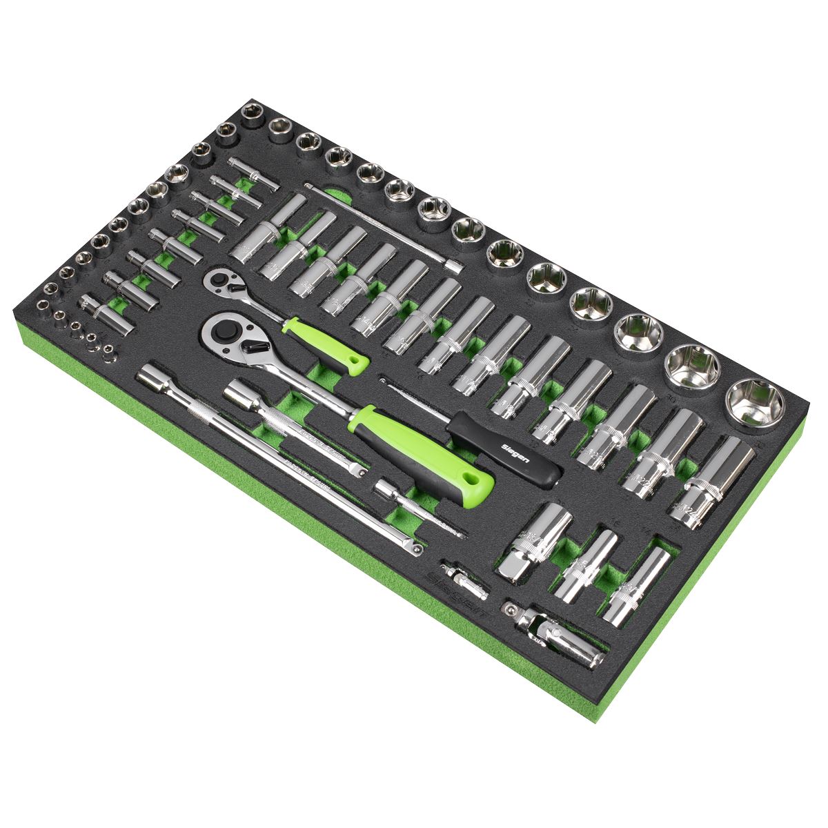 Sealey Siegen Tool Tray with Socket Set 62pc 1/4" & 1/2"Sq Drive Metric S01271