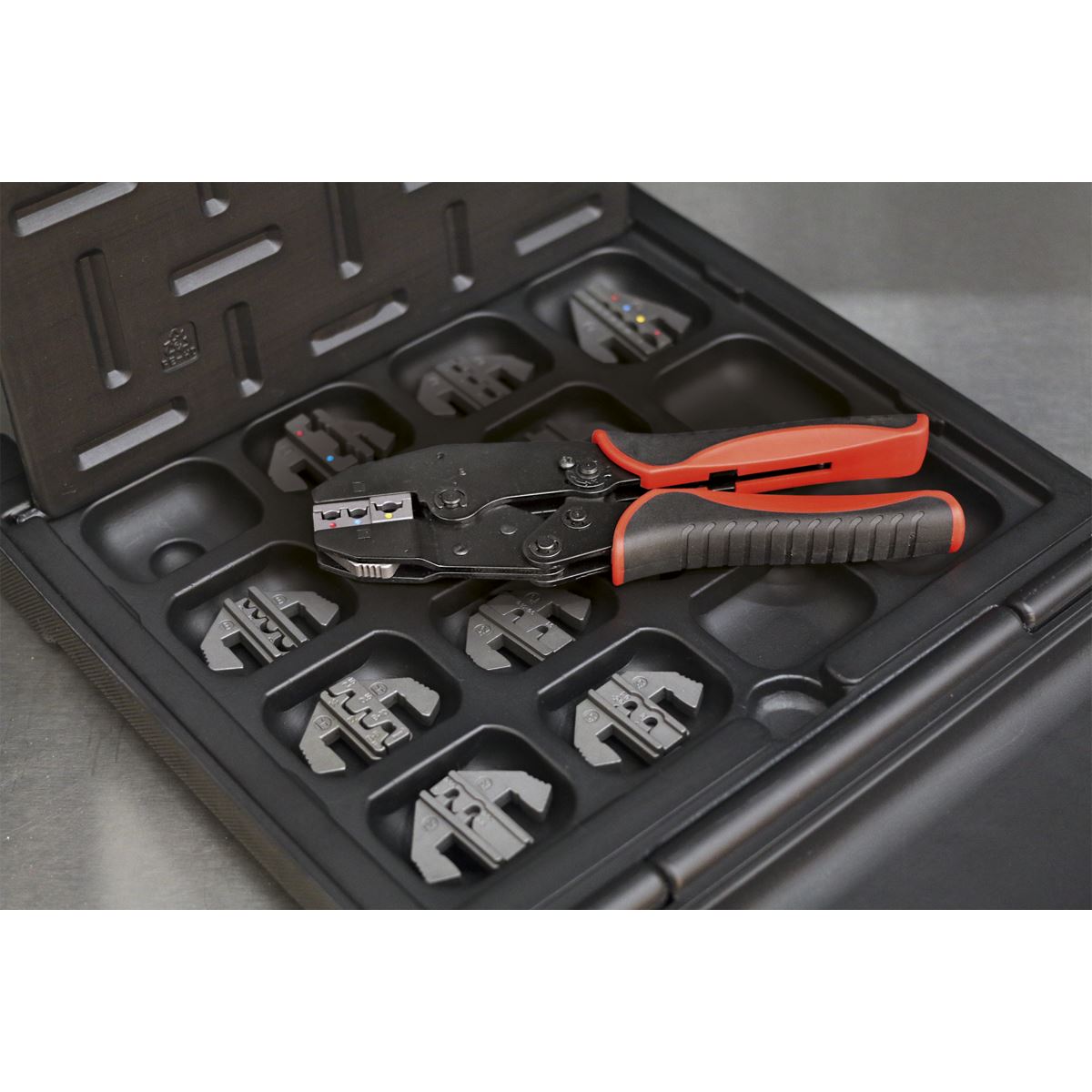Sealey Ratchet Crimping Tool with Jaws and Storage Case AK3858COMBO