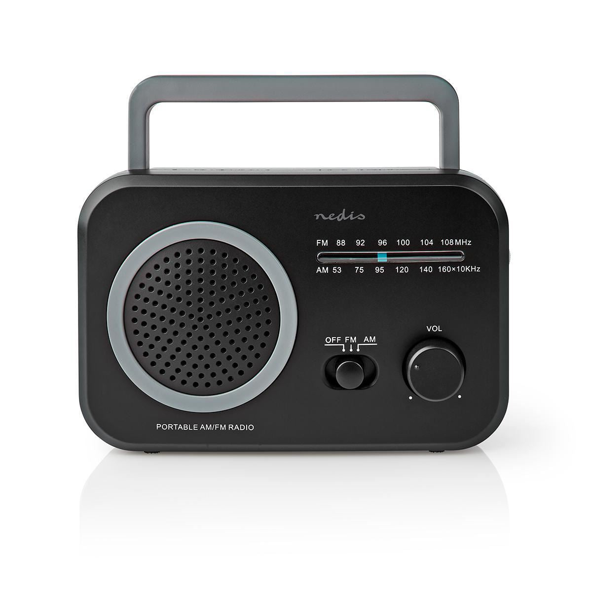 Nedis FM Radio Portable AM/FM Battery Powered/Mains Powered Analogue 1.8W - RDFM1330GY