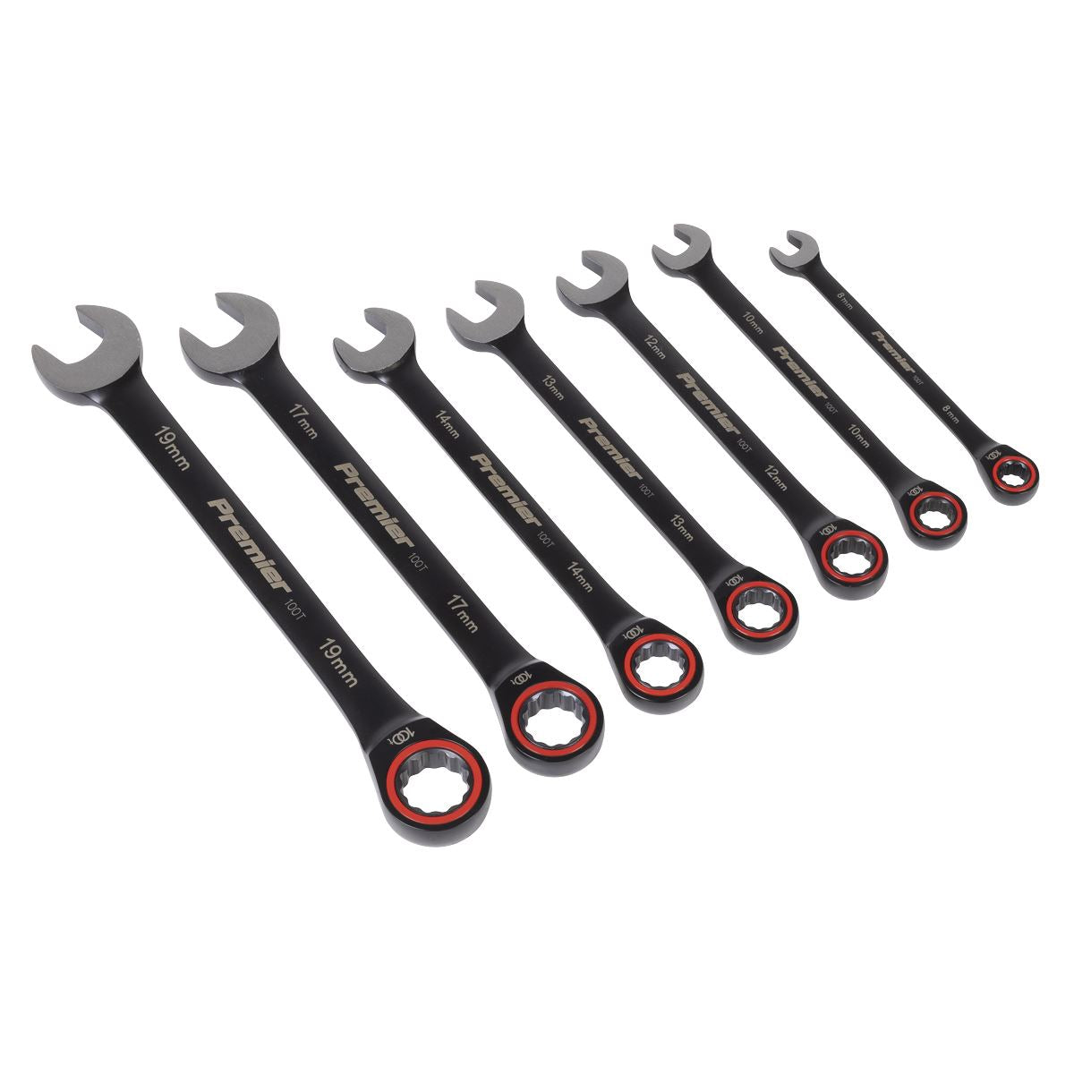Sealey Premier Black Combination Ratchet Spanner Set 7pc AK63941B