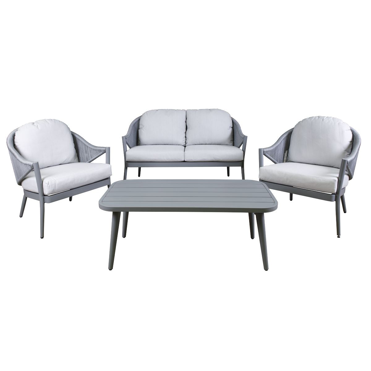 Dellonda Echo 4-Piece Aluminium Outdoor Garden Sofa Arm Chair & Coffee Table Set DG59