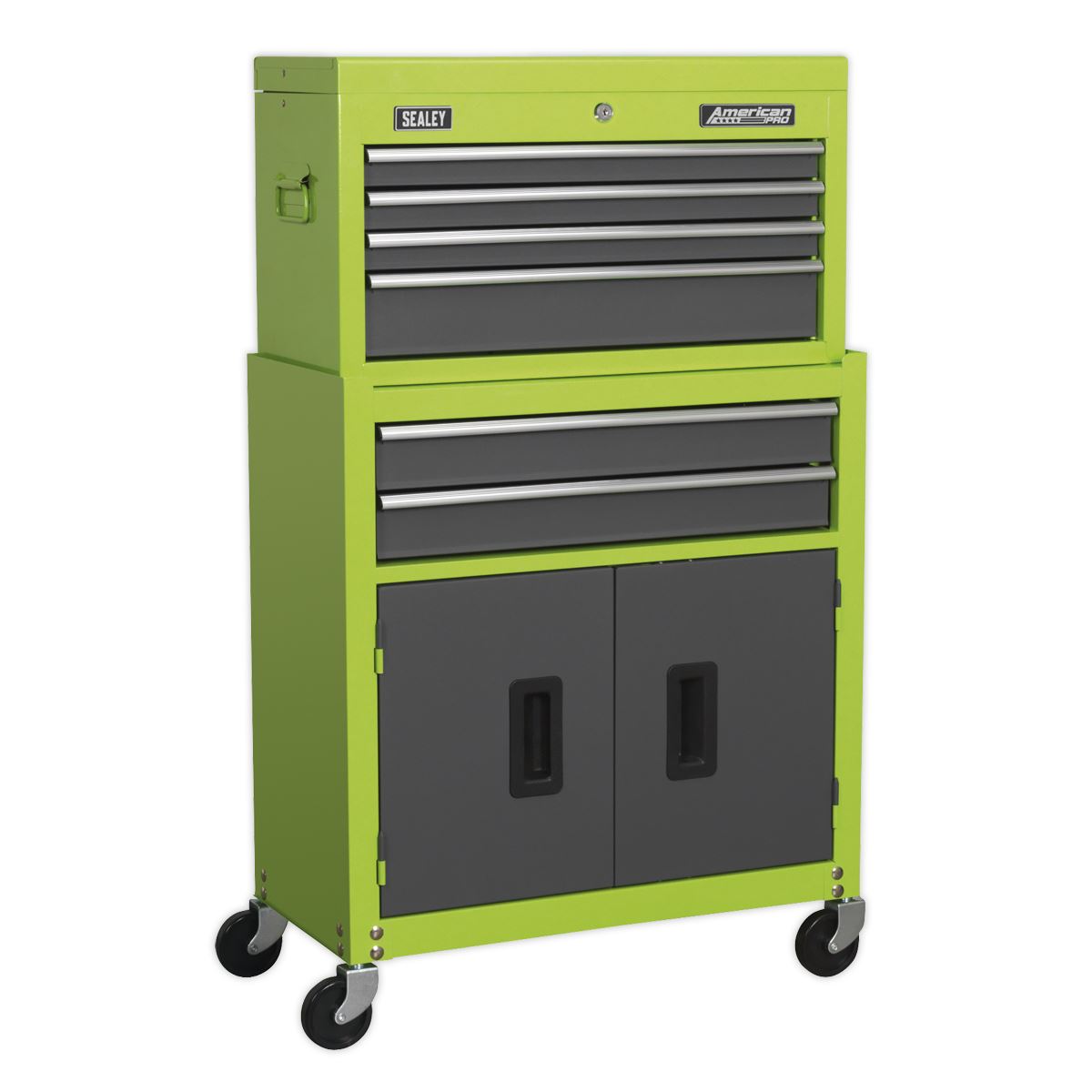 Sealey Topchest & Rollcab Combo 6 Drawer- Hi-Vis Green/Grey AP2200BBHV