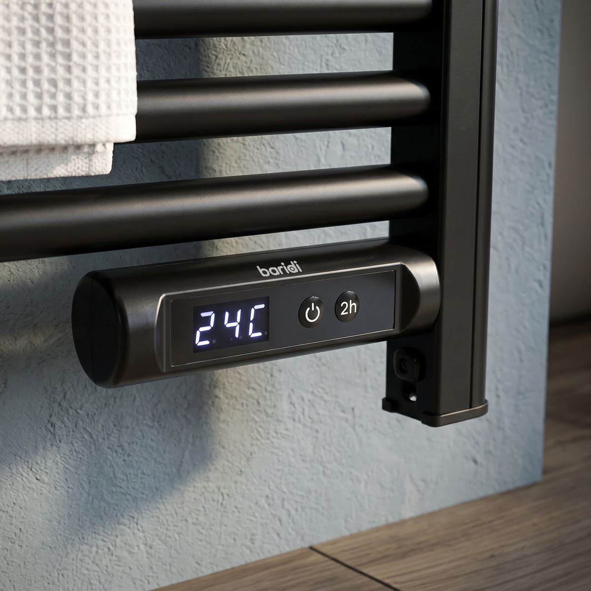 Baridi Electric Heated Towel Rail 1085 x 535mm with LED Display � Black DH371