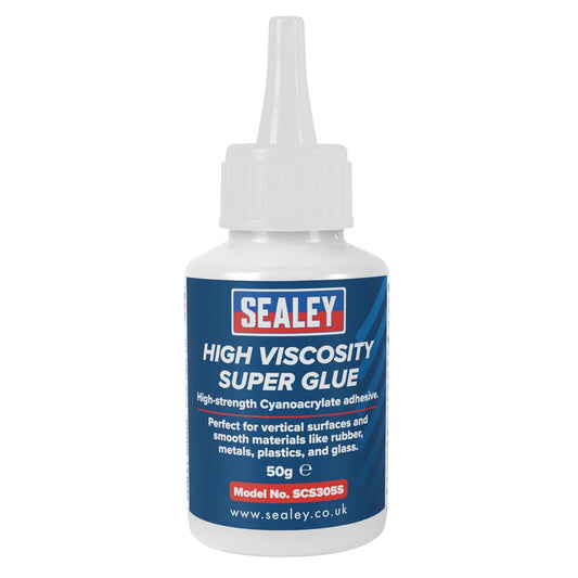 Sealey High Viscosity Super Glue - Cyanoacrylate Adhesive, Fast-Bonding - 50g