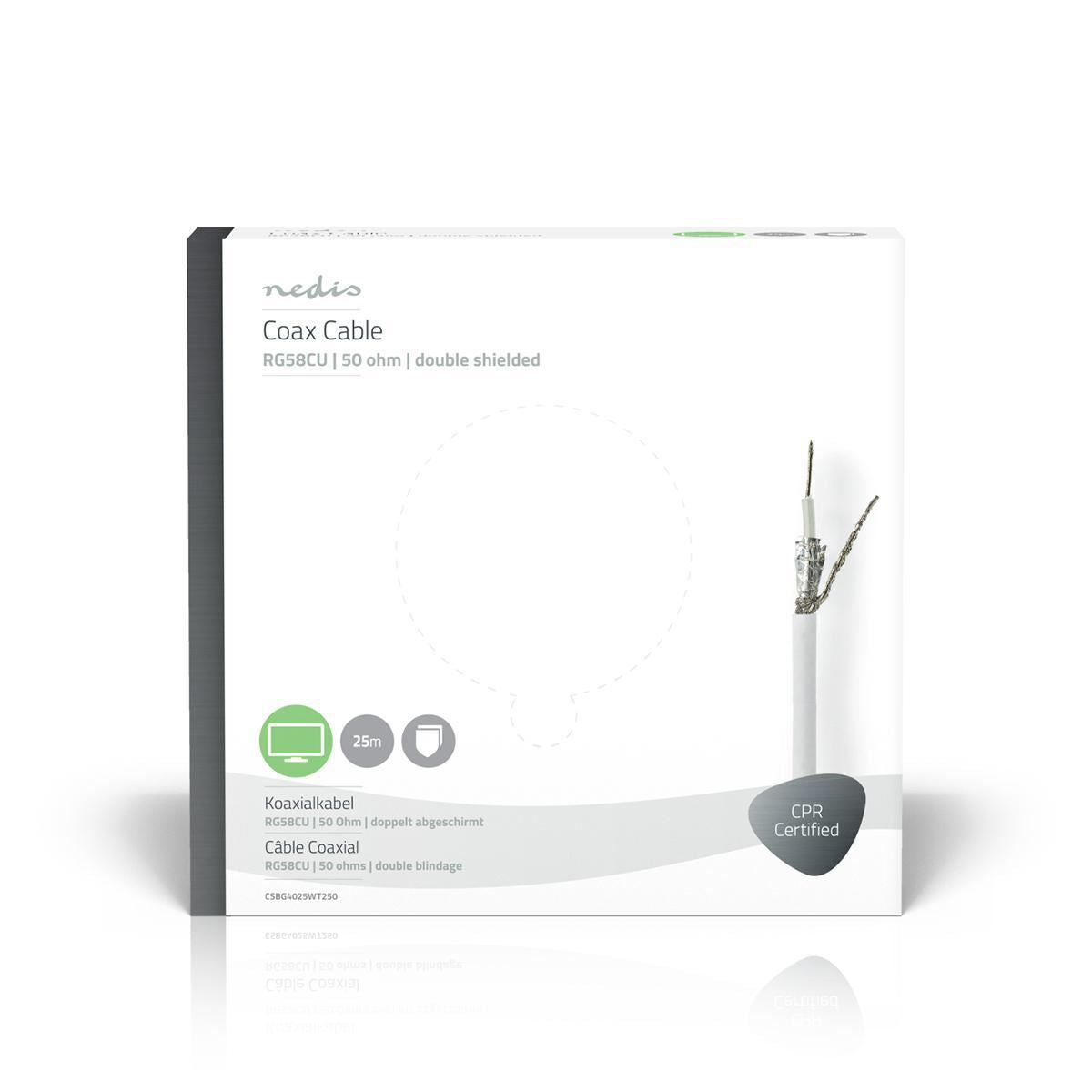 Nedis Coax Cable RG58CU 25.0m Gift Box White CSBG4025WT250