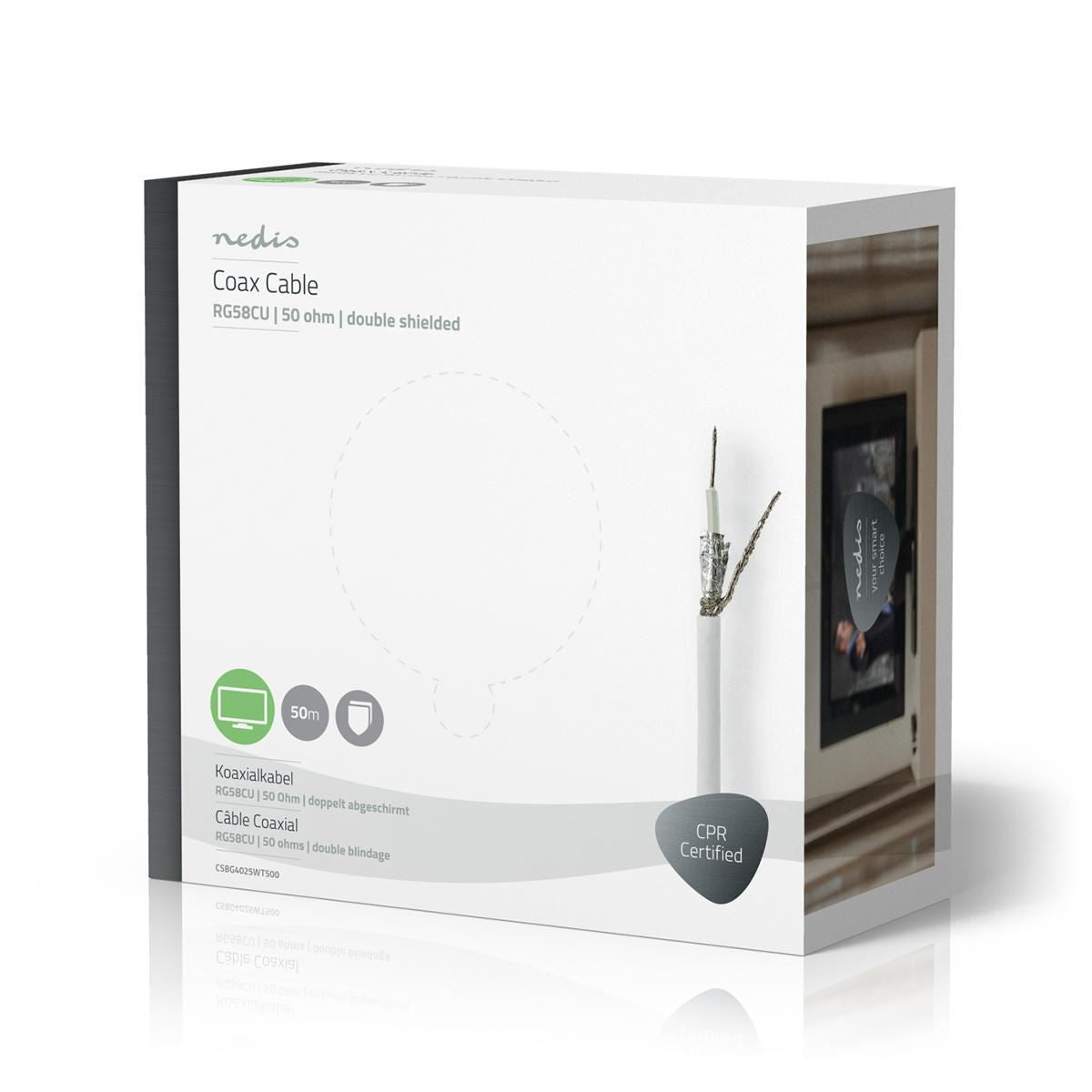 Nedis Coax Cable RG58CU 50.0m Gift Box White CSBG4025WT500