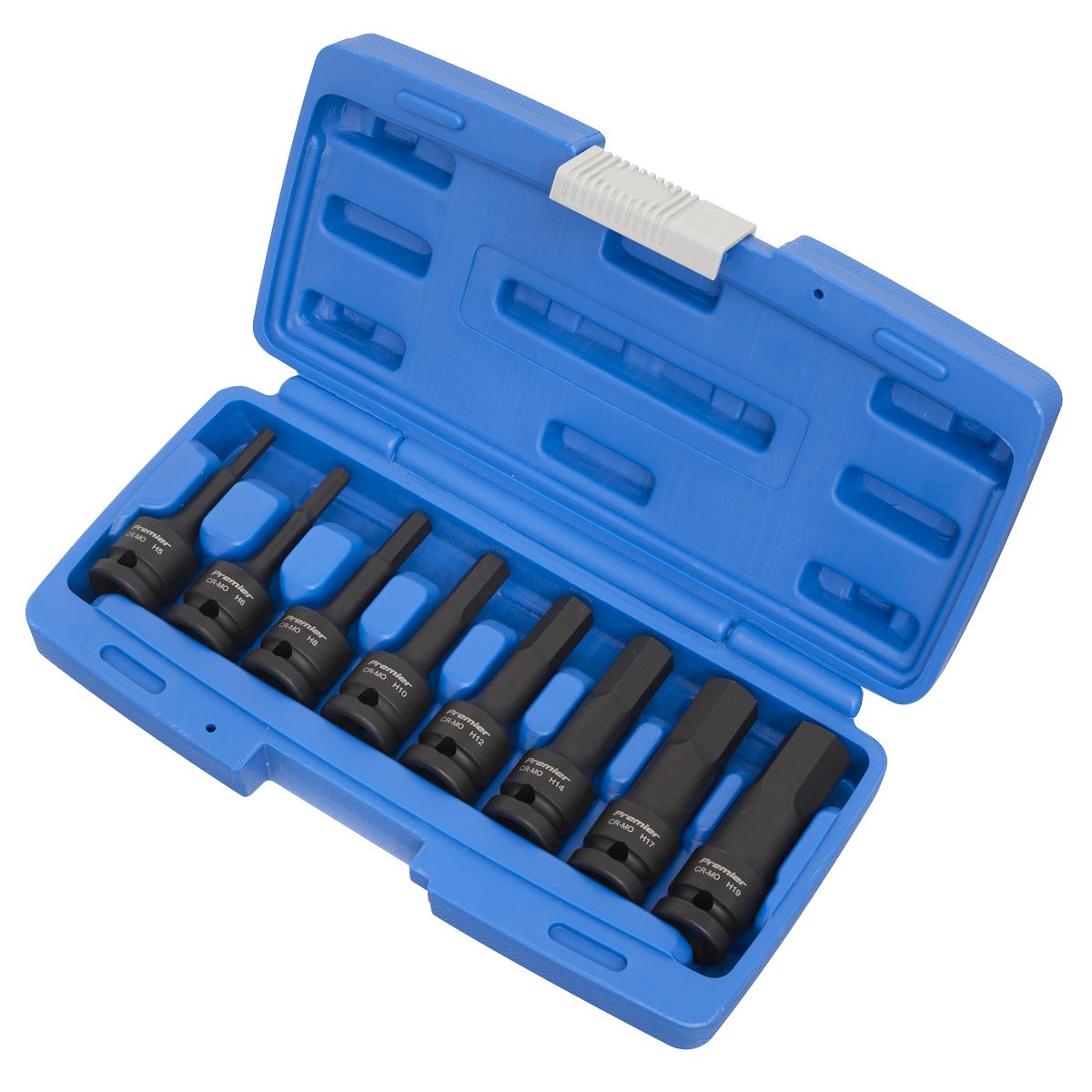 Sealey Impact Hex Socket Bit Set 8pc 1/2"Sq Drive AK5601