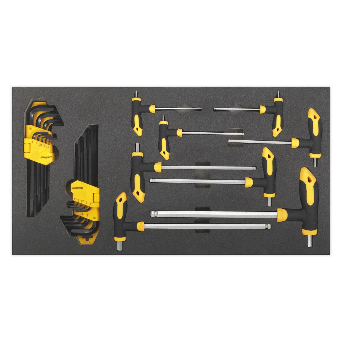 Sealey Tool Tray with T-Handle & Standard Hex Key Sets 26pc S01134