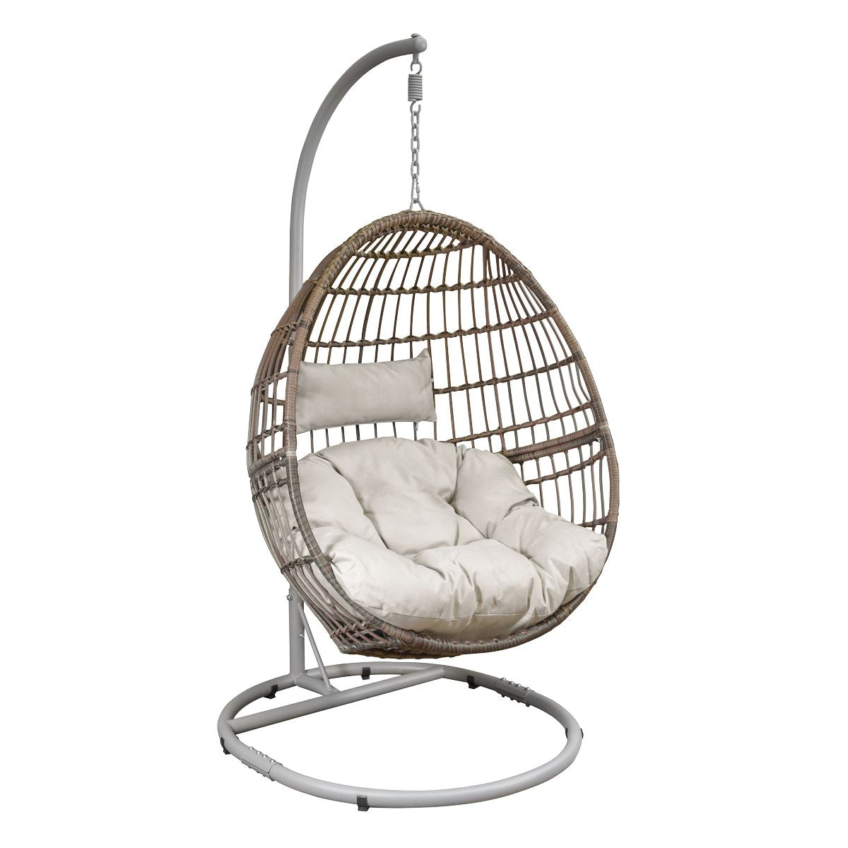 Sealey Dellonda Egg Hanging Swing Chair, Wicker Rattan Basket, Steel Frame, Single DG60